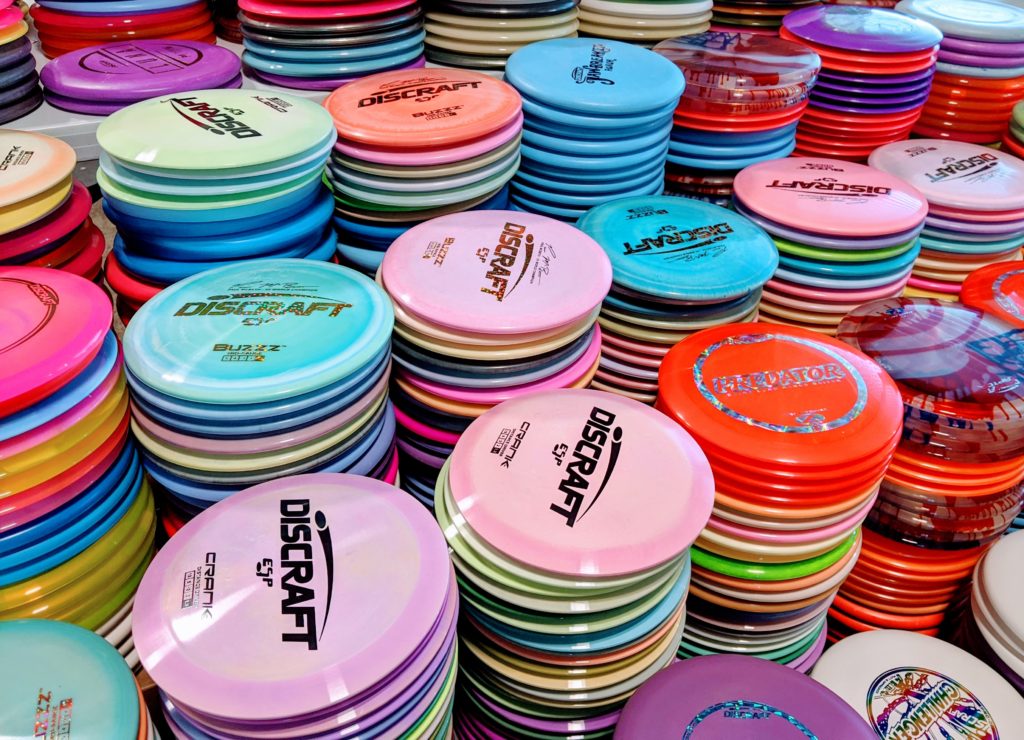 Stacks of Frisbee Golf Discs